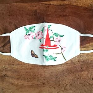 Face Mask With Flowers & Butterfly
